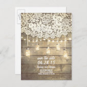 Rustiek bewaar de datum aankondigingskaart (Voorkant / Achterkant)