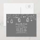 Rustiek Bewaar de datum met Fireflies Mason Jars Aankondigingskaart (Voorkant / Achterkant)