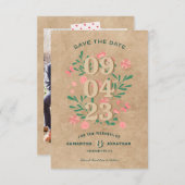 Rustiek Bewaar de datum met foto Unieke bruiloft Save The Date (Voorkant / Achterkant)