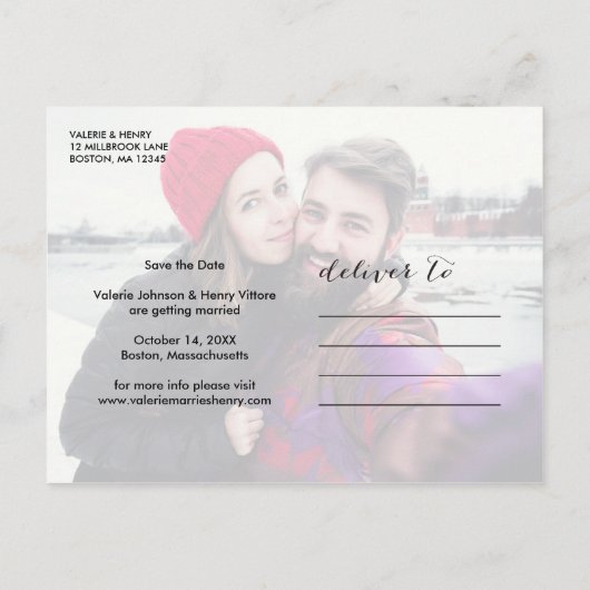 Rustiek Bewaar de datum Volledige bloeden Foto Aankondigingskaart (Achterkant)