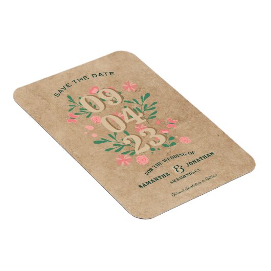 Rustiek Bewaar de datum zonder foto Unieke bruilof Magneet (Rechterzijde)