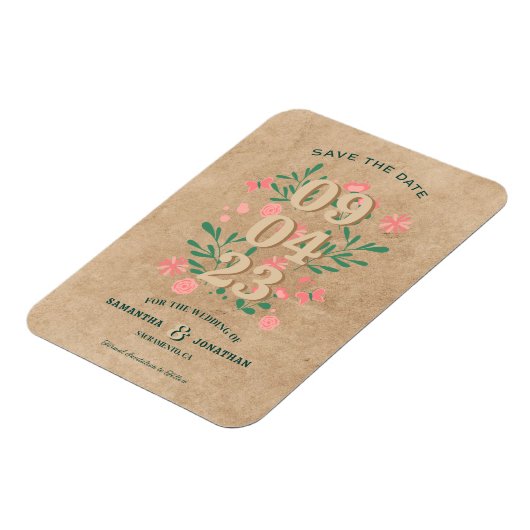 Rustiek Bewaar de datum zonder foto Unieke bruilof Magneet (Linkerzijde)