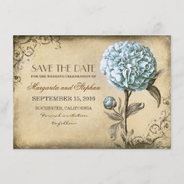 rustiek Bewaar de datumkaart met Blue Peony Save The Date