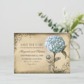  rustiek Bewaar de datumkaart met Blue Peony Save The Date (Staand voorkant)