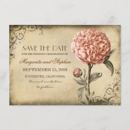rustiek Bewaar de datumkaart met roze pioen Save The Date