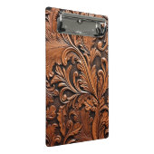 Rustiek bewerkt leer mini klembord (Schuin)