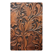 Rustiek bewerkt leer mini klembord (Achterkant)