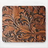 Rustiek bewerkt leer muismat (Voorkant)