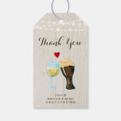 Rustiek bier & witte wijn toast bruiloft dank u cadeaulabel (Achterkant)