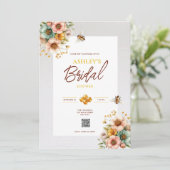 Rustiek Bijen Thema QR Code Bruids Douche Uitnodig Kaart (Staand voorkant)