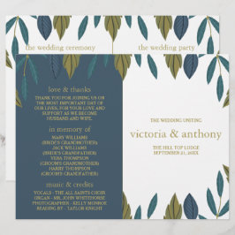 Rustiek Blad Bloemen Bruiloft Bi-Fold Programma