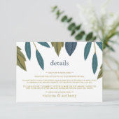 Rustiek blad Bloemen Bruiloft Detail Informatiekaartje (Staand voorkant)