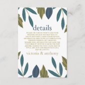 Rustiek blad Bloemen Bruiloft Detail Informatiekaartje (Voorkant)