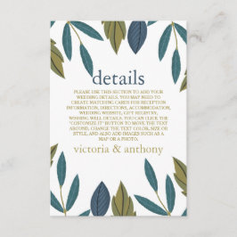 Rustiek blad Bloemen Bruiloft Detail Informatiekaartje