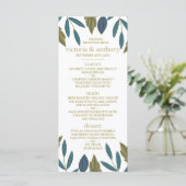Rustiek Blad Bloemen Bruiloft Menu (Staand voorkant)