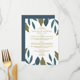 Rustiek Blad Bloemen Bruiloft Menu
