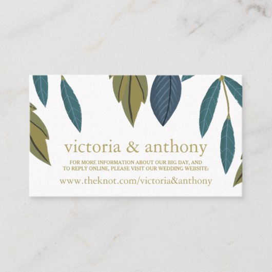 Rustiek blad Bloemen Bruiloft Website Informatiekaartje (Voorkant)