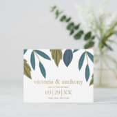 Rustiek blad bloemenbruiloft Bewaar de datum Briefkaart (Staand voorkant)