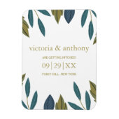 Rustiek blad bloemenbruiloft Bewaar de datum Magneet (Verticaal)