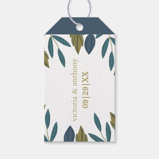 Rustiek blad bloemenbruiloft cadeaulabel (Voorkant)