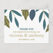 Rustiek blad bloemenbruiloft dank u briefkaart (Voorkant)