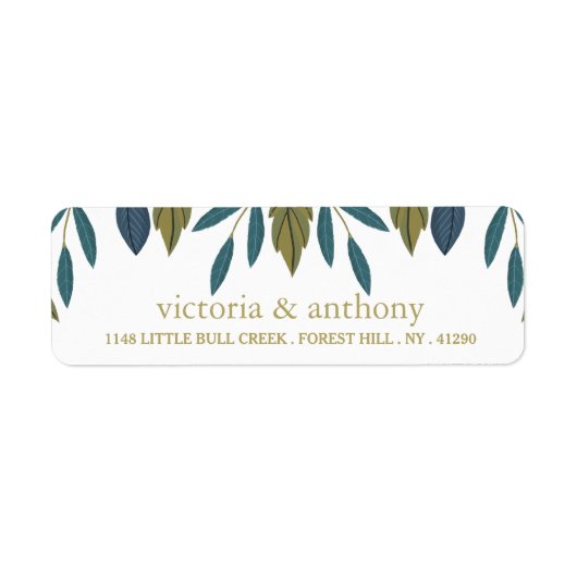 Rustiek blad bloemenbruiloft etiket (Voorkant)