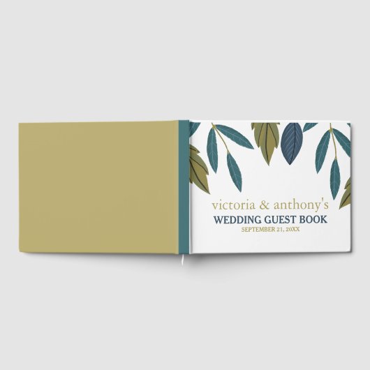 Rustiek blad bloemenbruiloft gastenboek (Volledig)