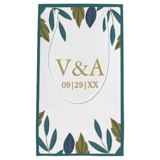 Rustiek blad bloemenbruiloft klein cadeauzakje (Voorkant)