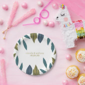 Rustiek blad bloemenbruiloft papieren bordje (Feest)