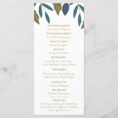 Rustiek blad bloemenbruiloft programmakaart (Achterkant)