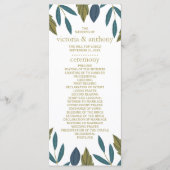 Rustiek blad bloemenbruiloft programmakaart (Voorkant)