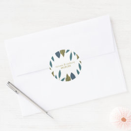 Rustiek blad bloemenbruiloft ronde sticker