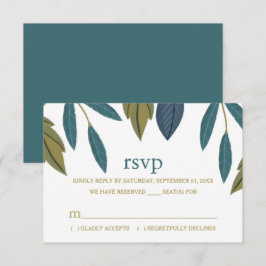 Rustiek blad bloemenbruiloft RSVP kaartje