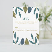 Rustiek blad bloemenbruiloft RSVP kaartje (Staand voorkant)