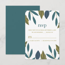 Rustiek blad bloemenbruiloft RSVP kaartje