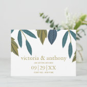 Rustiek blad bloemenbruiloft save the date (Staand voorkant)