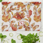 Rustiek blad herfst monogram theedoek (Gevouwen)