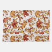 Rustiek blad herfst monogram theedoek (Horizontaal)