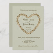 Rustiek blad olijfspar hart bruiloft uitnodiging (Voorkant / Achterkant)