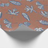 Rustiek blad silhouetten inpakpapier - Navy (Hoek)