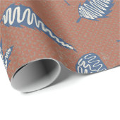 Rustiek blad silhouetten inpakpapier - Navy (Rol Hoek)