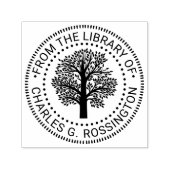 Rustiek Bladderachtige Stamboom Rand Bibliotheek B Zelfinktende Stempel (Design)