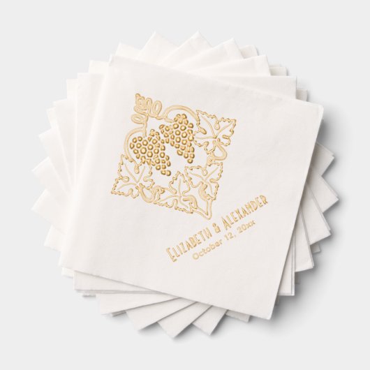 Rustiek Bladderige Bunch van Druiven Paar Naam Dat Folie Servetten (Insitu (Gestapeld))