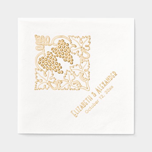 Rustiek Bladderige Bunch van Druiven Paar Naam Dat Folie Servetten (Voorkant)