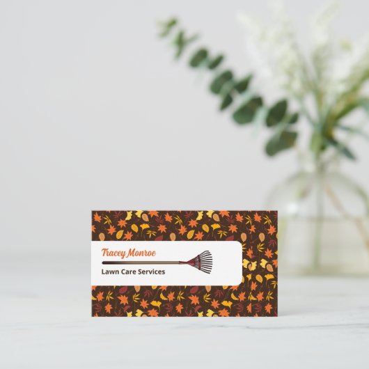 Rustiek bladontwerp, gazonverzorging visitekaartje (Staand voorkant)