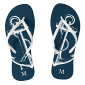 Rustiek Blauw Anker Monogram Teenslippers (Voetbed)