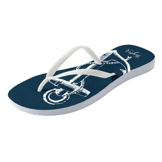 Rustiek Blauw  Anker Monogram Teenslippers (Schuin)