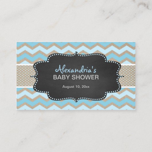 Rustiek Blauw Baby shower Luier Raffle ticket Informatiekaartje (Achterkant)