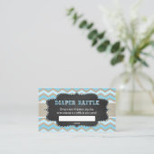 Rustiek Blauw Baby shower Luier Raffle ticket Informatiekaartje (Staand voorkant)