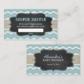 Rustiek Blauw Baby shower Luier Raffle ticket Informatiekaartje (Voorkant / Achterkant)
